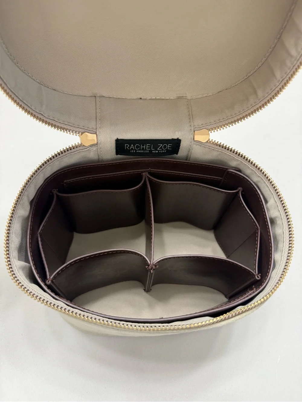 Rachel Zoe Sage Suede and Dark Brown Faux Leather Vanity Case  NWT